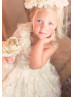 One Shoulder Ivory Rosette Flower Girl Dress